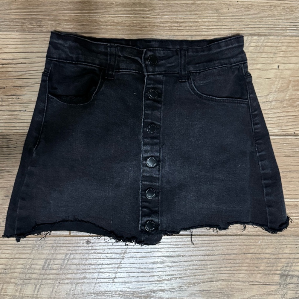 Wax Jean Black A-Line Button Front Mini Skirt for Night Out - Disc shipping